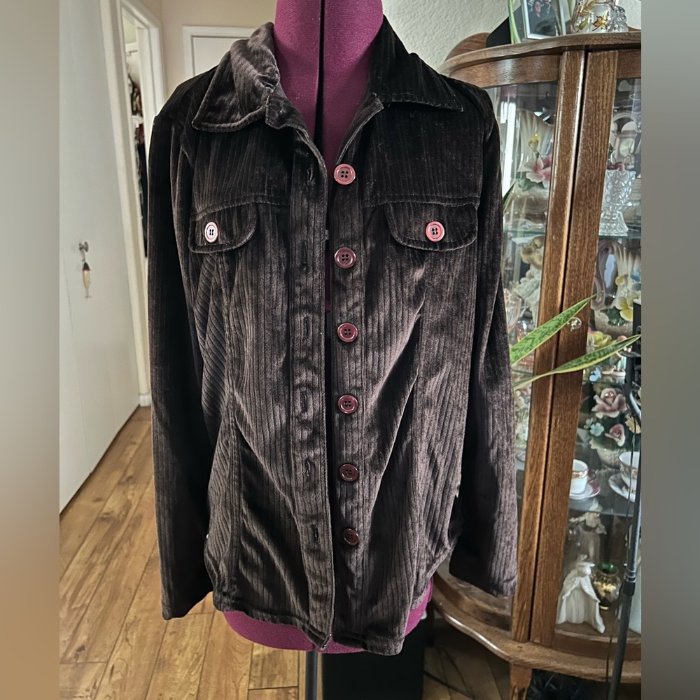 Soft Brown Corduroy Shirt/Jacket. Two Faux Front Pockets.